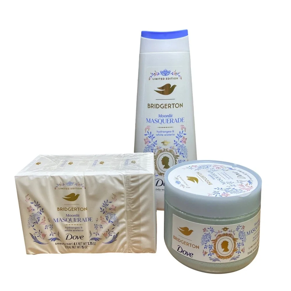 Dove Bridgerton Moonlit Masquerade Set Body Wash Scrub Beauty‎ Bar 3pc Limited